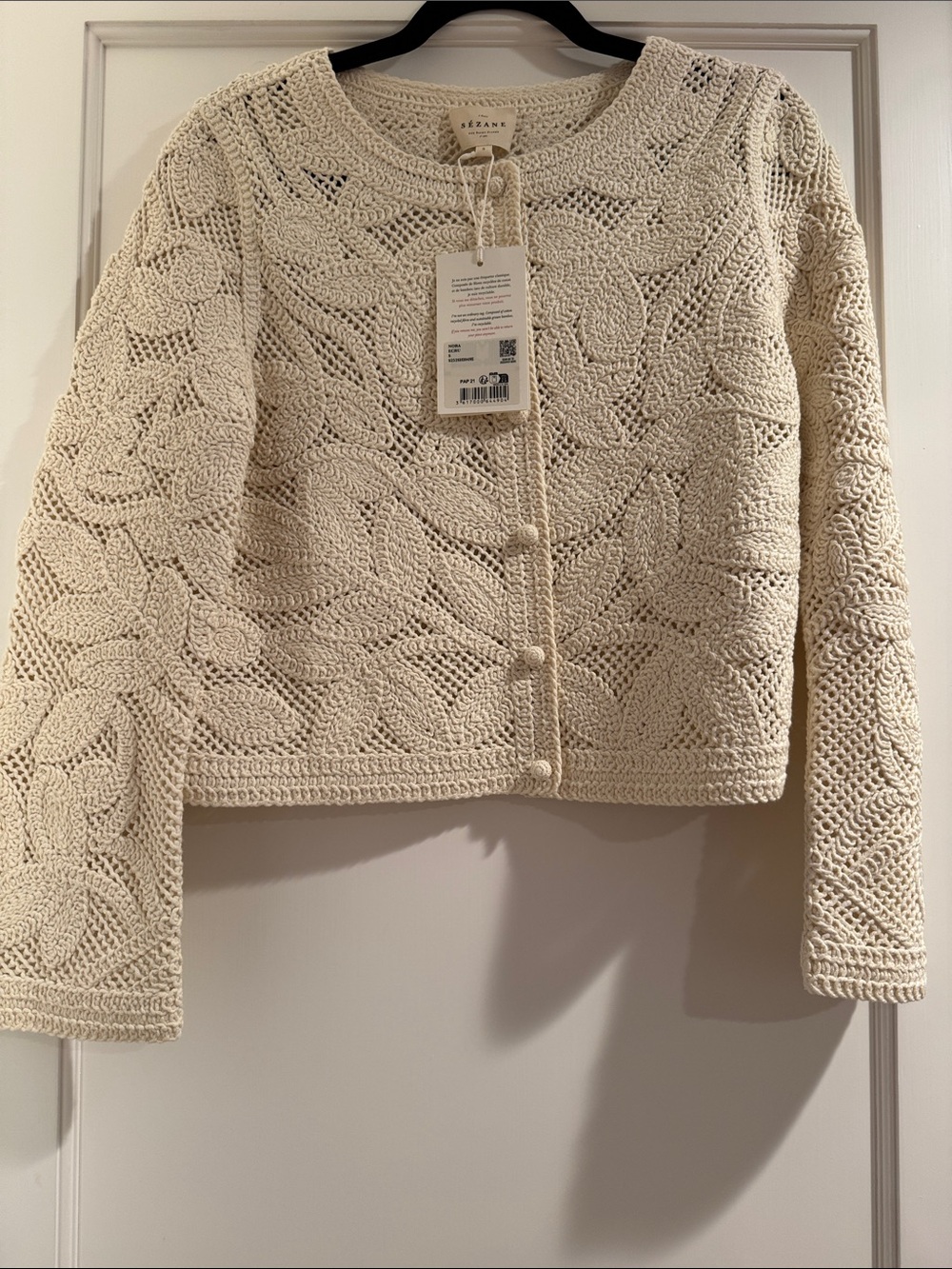 NWT Sezane Nora Cardigan Ecru - Size S